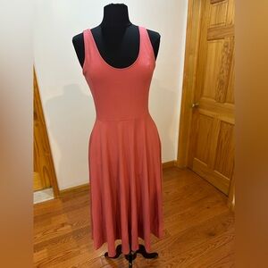 Leith Coral Sleeveless Stretch pink Midi Dress size Medium with sides pockets